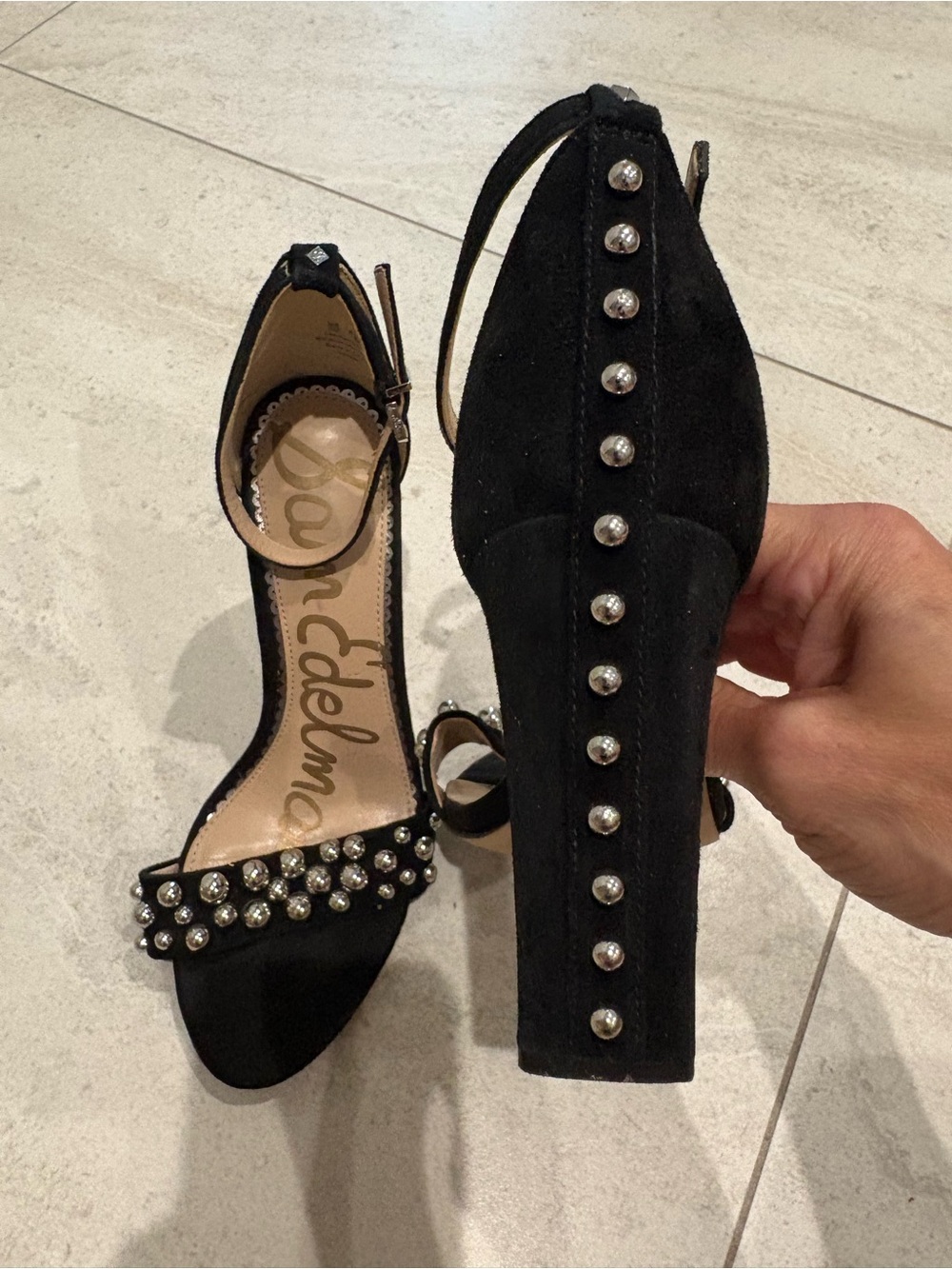 Sam Edelman Black Studded Embellished Heels – Size 6